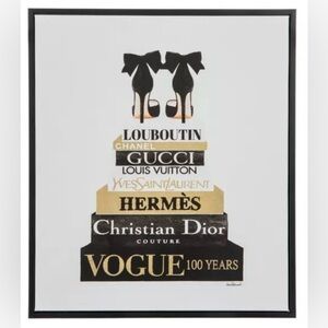 High Heels & Fashion Books Framed Canvas Wall Decor 14x12